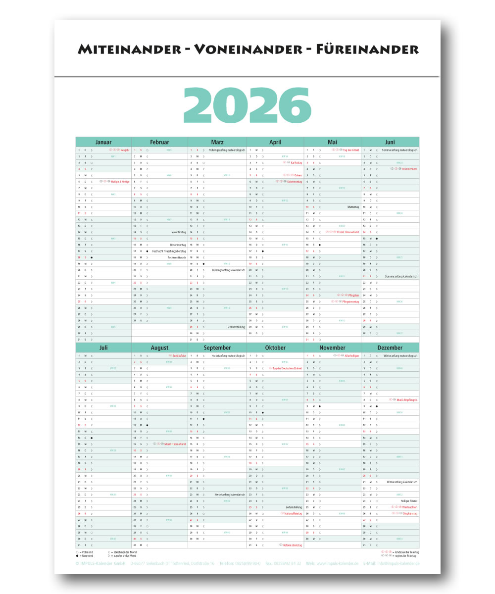 IMPULS-4-Monatsspruch Kalender 2026* 