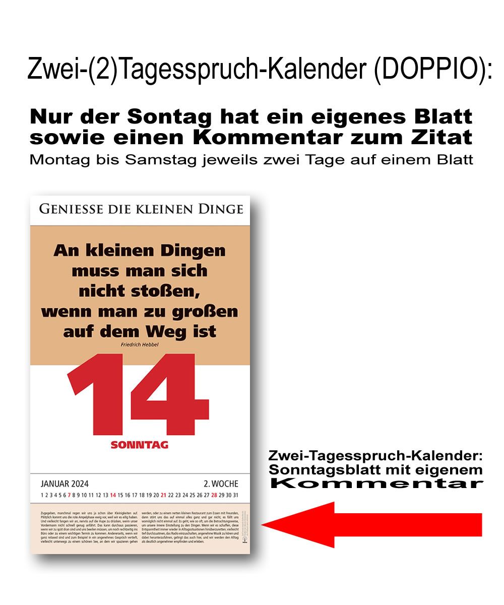 Impuls Zweitagesspruch Kalender Doppio 2025 Zitate Leitspruch Sprüchekalender Ziatekalender ISBN 